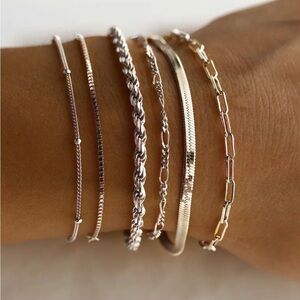Silvery Bracelets 6pc Set
